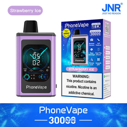 JNR Phone Vape 30000 30K Puffs Latest Smart Disposable Vape-1000mAh Battery, 19ml E-liquid, Multiple Nicotine 10 Flavors
