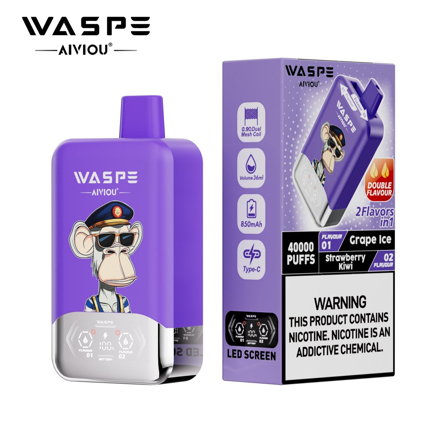 WASPE 40000 (40K Puffs) Double Taste LED Display Disposable Vape