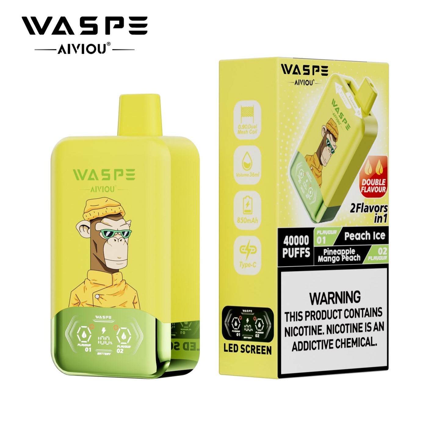WASPE 40000 (40K Puffs) Double Taste LED Display Disposable Vape
