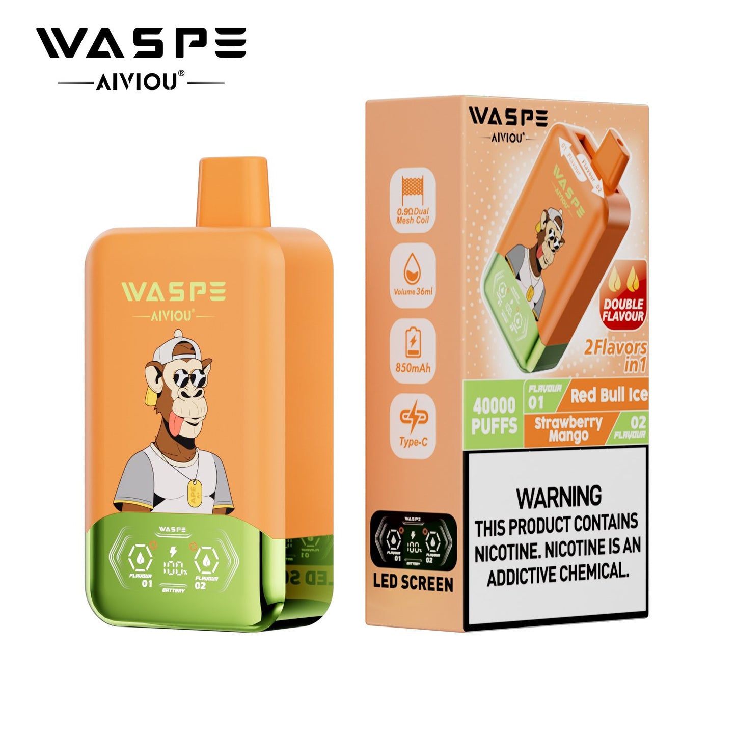 WASPE 40000 (40K Puffs) Double Taste LED Display Disposable Vape
