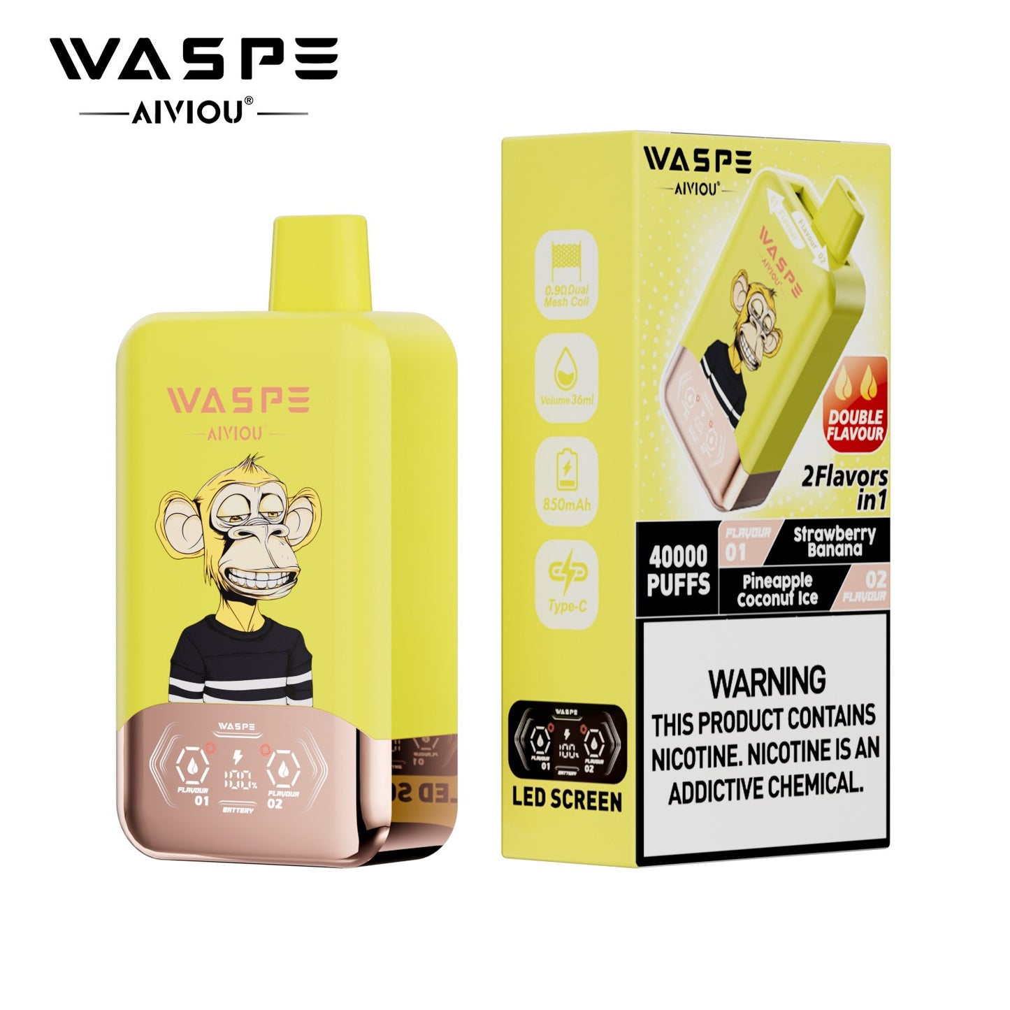 WASPE 40000 (40K Puffs) Double Taste LED Display Disposable Vape