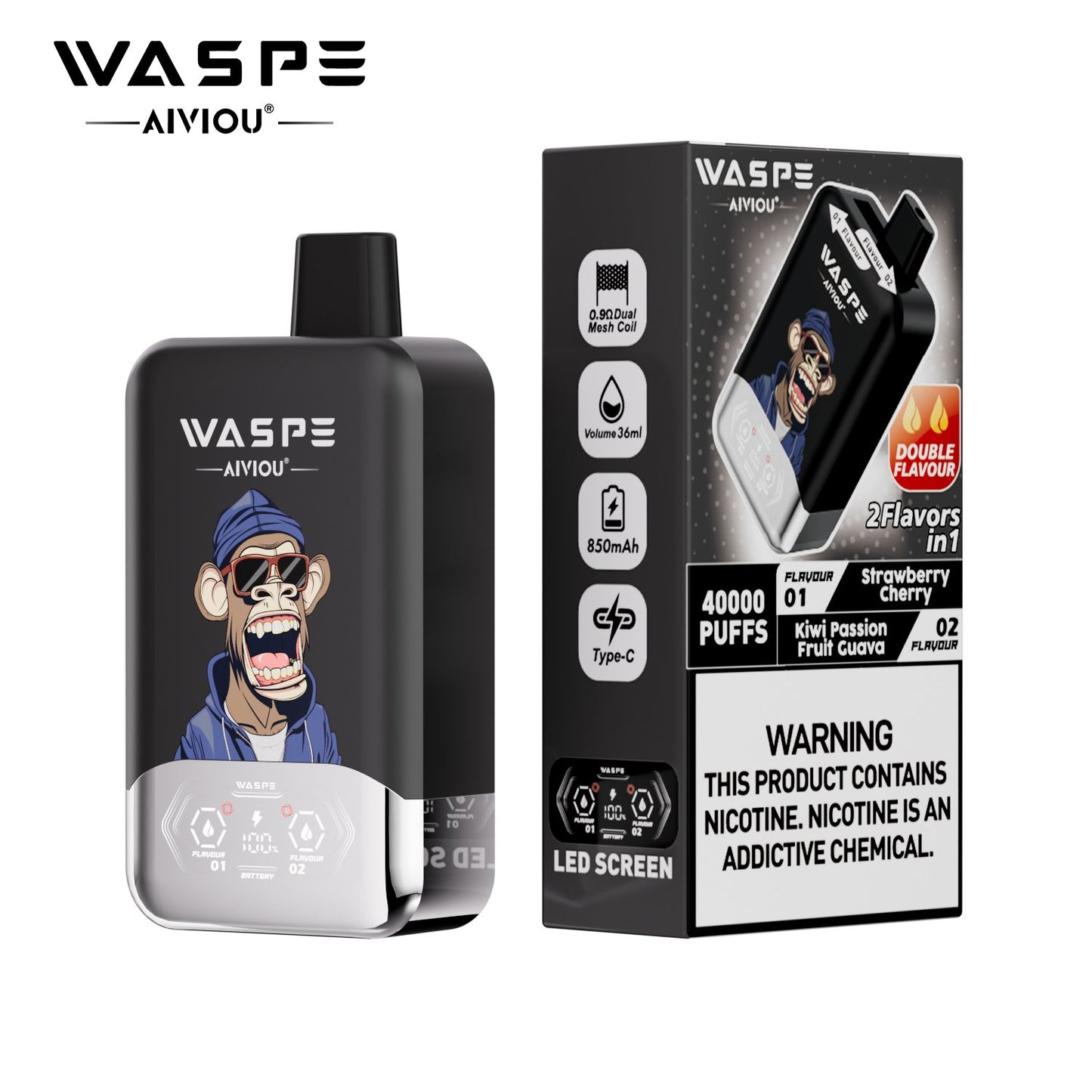 WASPE 40000 (40K Puffs) Double Taste LED Display Disposable Vape