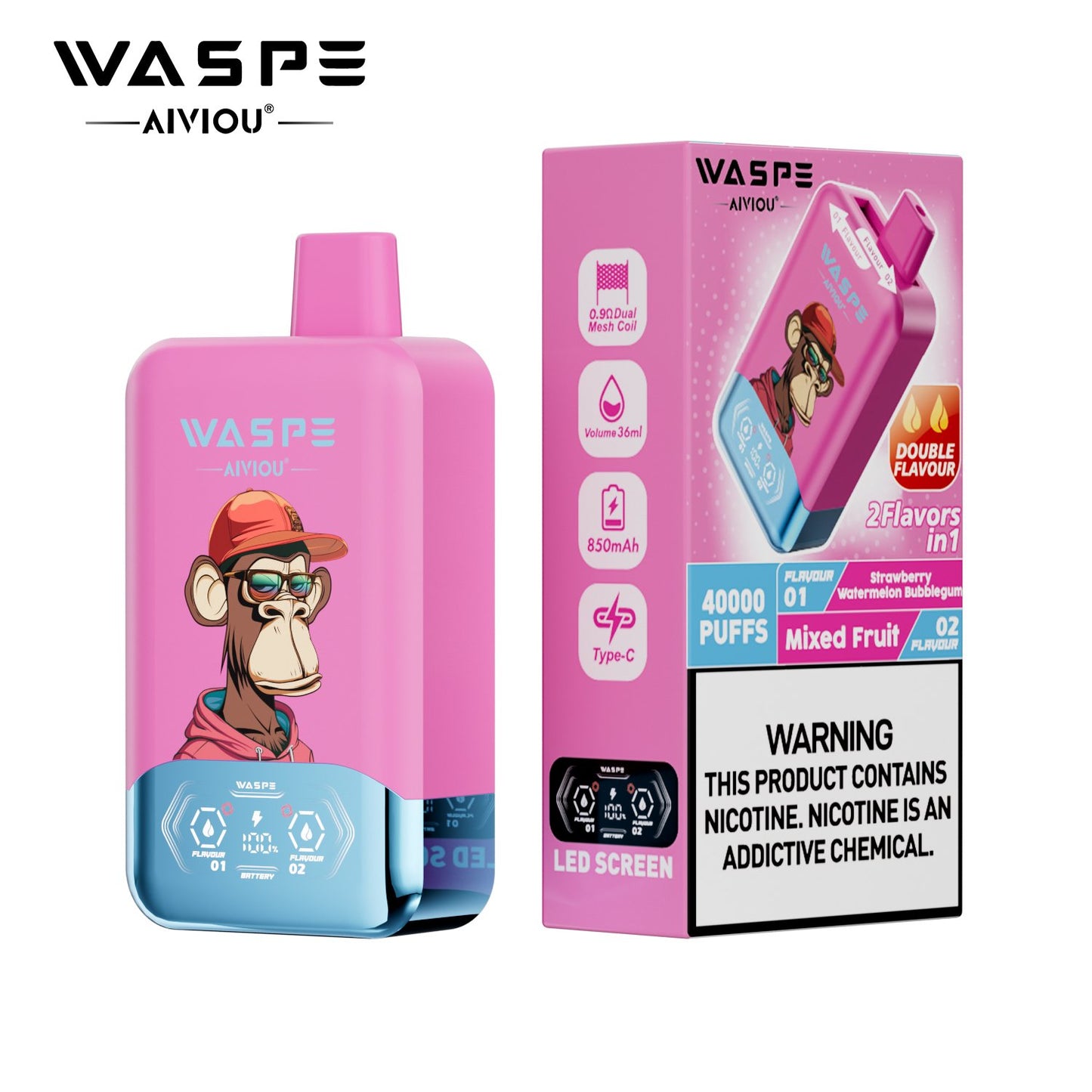 WASPE 40000 (40K Puffs) Double Taste LED Display Disposable Vape