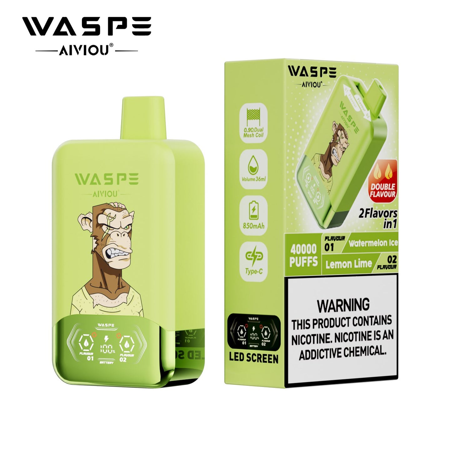 WASPE 40000 (40K Puffs) Double Taste LED Display Disposable Vape