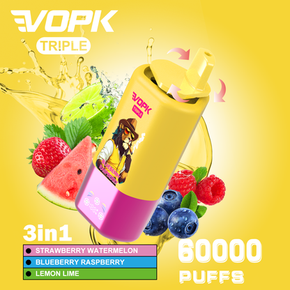 Vopk Triple 60000 60k Puffs 3 in 1 Flavors Disposable Vape with Smart Screen