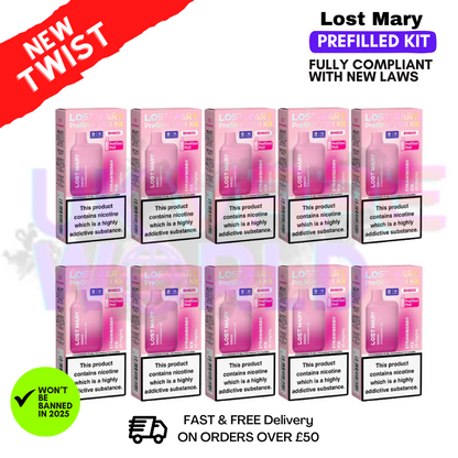 Strawberry ICE Lost Mary 600 Puff Bars Pack Of 10 (NEW)
