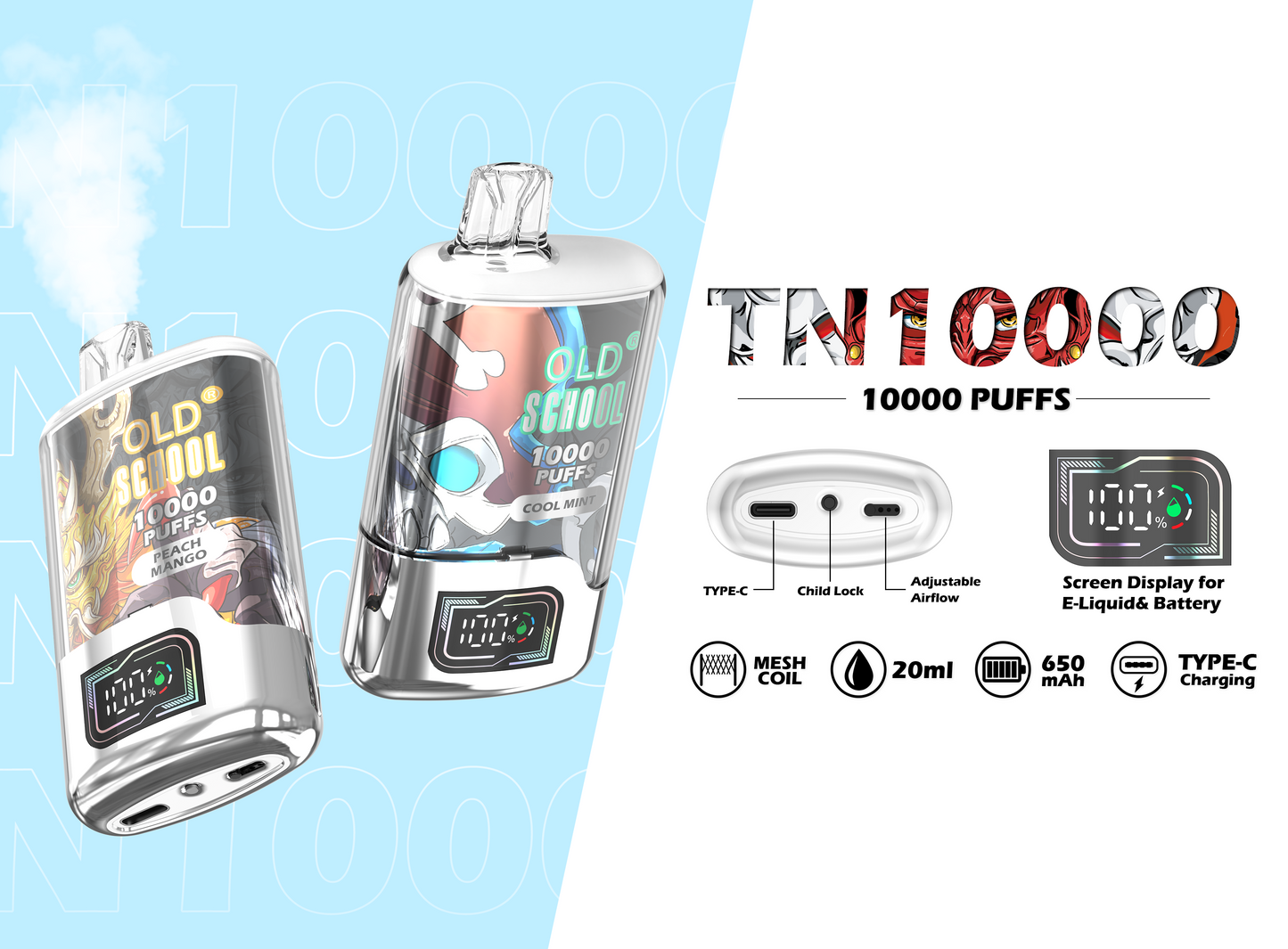 OLD School TN10000 Puffs Disposable Vape Wholesale