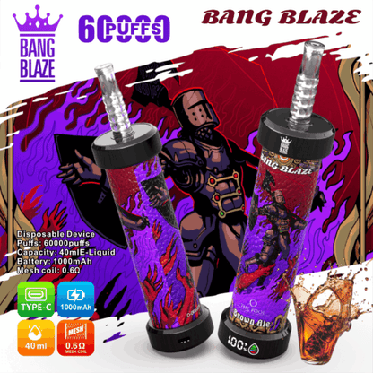 BANG BLAZE 60000 Puffs Disposable Vape Wholesale-1000mAh Battery,40ml E-liquid,Multiple Nicotine 10 Flavors