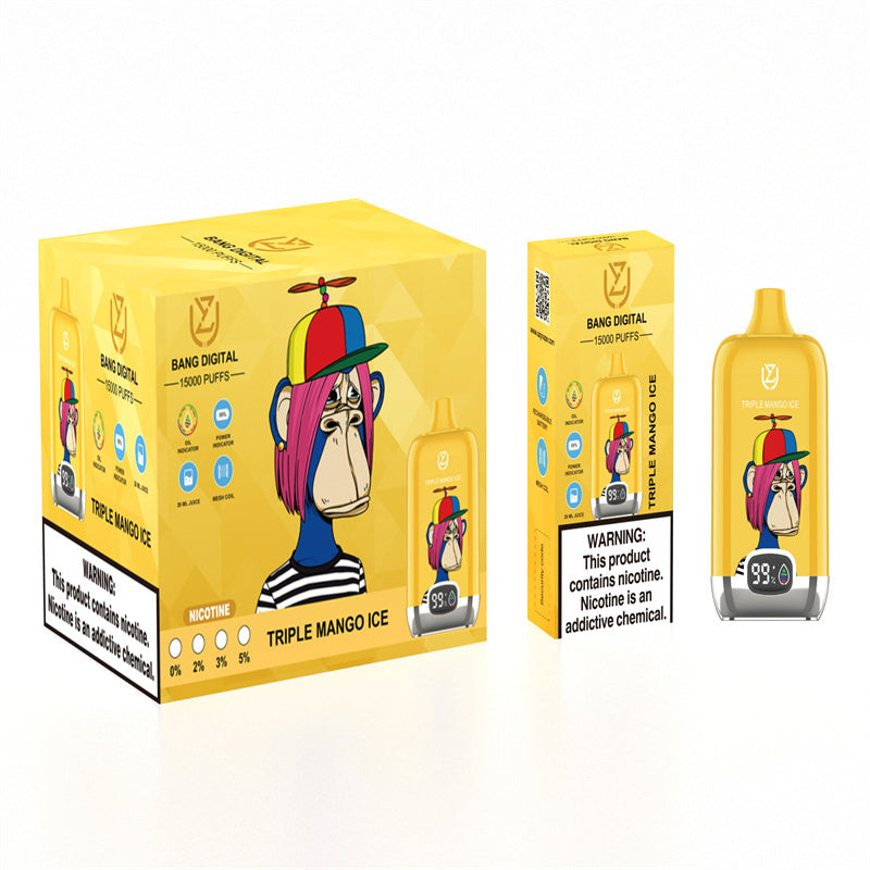 EU Warehouse Original Uzy Bang Digital 15000 Puffs Factory Wholesale Price Disposable Vaporizer Vape Pen Kit-850mAh Battery, 20ml E-liquid, Multiple Nicotine a12 Flavorss