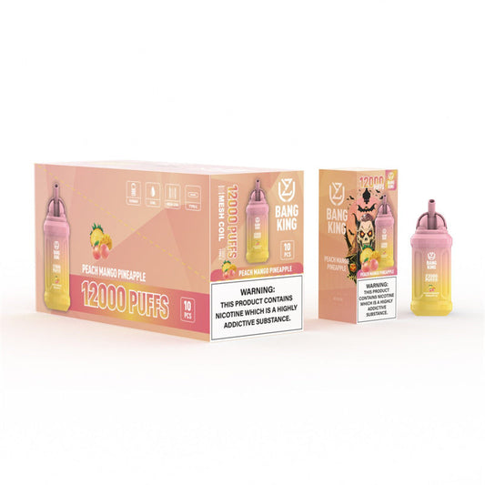 Uzy Bang King 12000 Puffs Disposable Vape E Cigarette 10 Flavors 0% 2% 3% 5%-650mAh Battery, 23ml E-liquid, Multiple Nicotine 12 Flavors