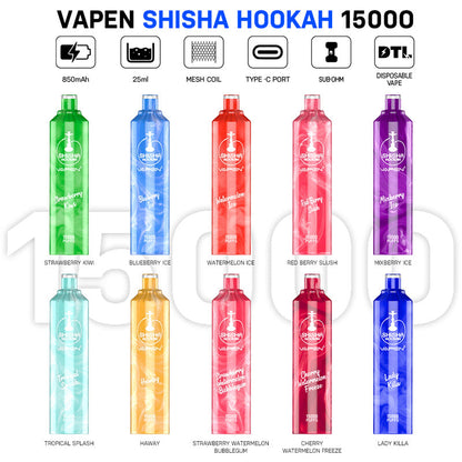 EU Warehouse VAPEN Shisha Hookah DTL 15000Puffs Disposable Vape JNR Flavors 15K Puff Vapes