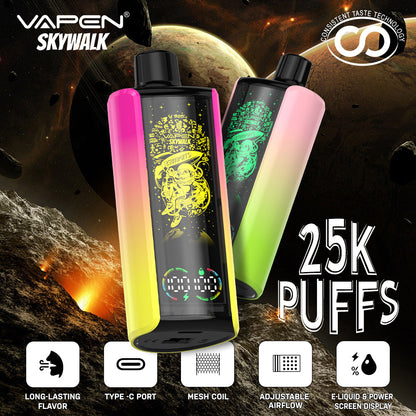 EU Newest Pulse Disposable Vape 25000 Puffs Vapen Skywalk E Cigarette Full Screen Display Smart Disposable Vaper Vapsolo Super RazzBar Razz Bar 15000 15K Puff Updated