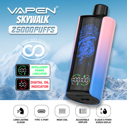 EU Newest Pulse Disposable Vape 25000 Puffs Vapen Skywalk E Cigarette Full Screen Display Smart Disposable Vaper Vapsolo Super RazzBar Razz Bar 15000 15K Puff Updated