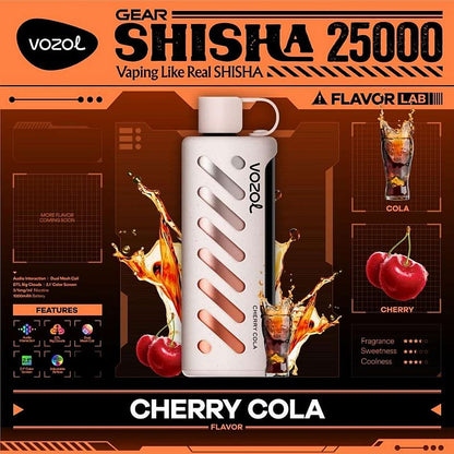 Vozol Gear Shisha 25K Puffs Disposable Vape|Dual Power Mode with Adjustable Airflow-1000mAh Battery, 25ml E-liquid, Multiple Nicotine 21 Flavors