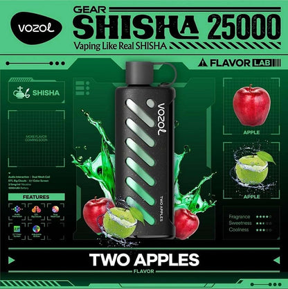 Vozol Gear Shisha 25K Puffs Disposable Vape|Dual Power Mode with Adjustable Airflow-1000mAh Battery, 25ml E-liquid, Multiple Nicotine 21 Flavors