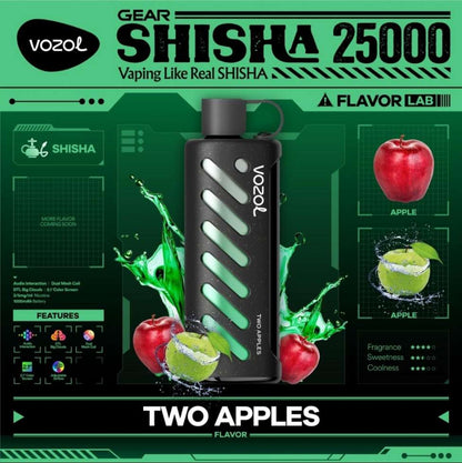 Vozol Gear Shisha 25K Puffs Disposable Vape|Dual Power Mode with Adjustable Airflow-1000mAh Battery, 25ml E-liquid, Multiple Nicotine 21 Flavors