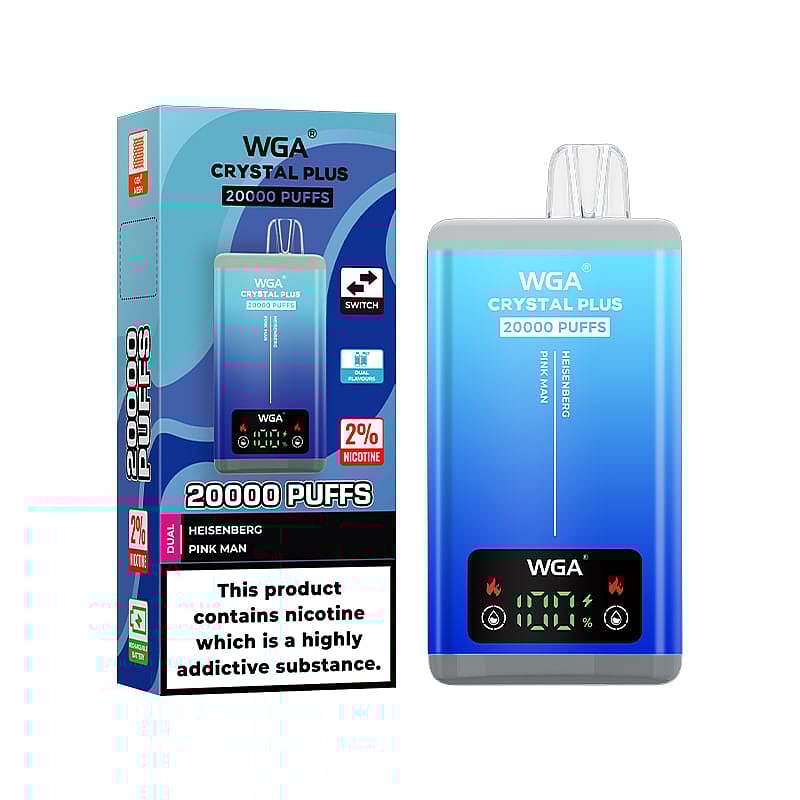 WGA Vape Crystal Pro Max 20000 20k Puffs | Dual Flavors & Switch Taste-650mAh Battery, 30ml E-liquid, Multiple Nicotine 17 Flavors