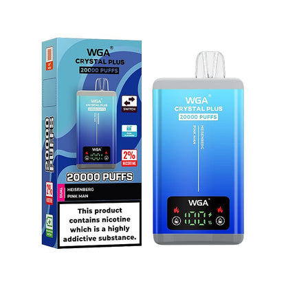 WGA Vape Crystal Pro Max 20000 20k Puffs | Dual Flavors & Switch Taste-650mAh Battery, 30ml E-liquid, Multiple Nicotine 17 Flavors