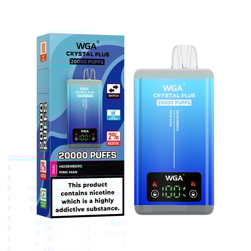 WGA Vape Crystal Pro Max 20000 20k Puffs | Dual Flavors & Switch Taste-650mAh Battery, 30ml E-liquid, Multiple Nicotine 17 Flavors