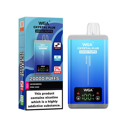WGA Vape Crystal Pro Max 20000 20k Puffs | Dual Flavors & Switch Taste-650mAh Battery, 30ml E-liquid, Multiple Nicotine 17 Flavors