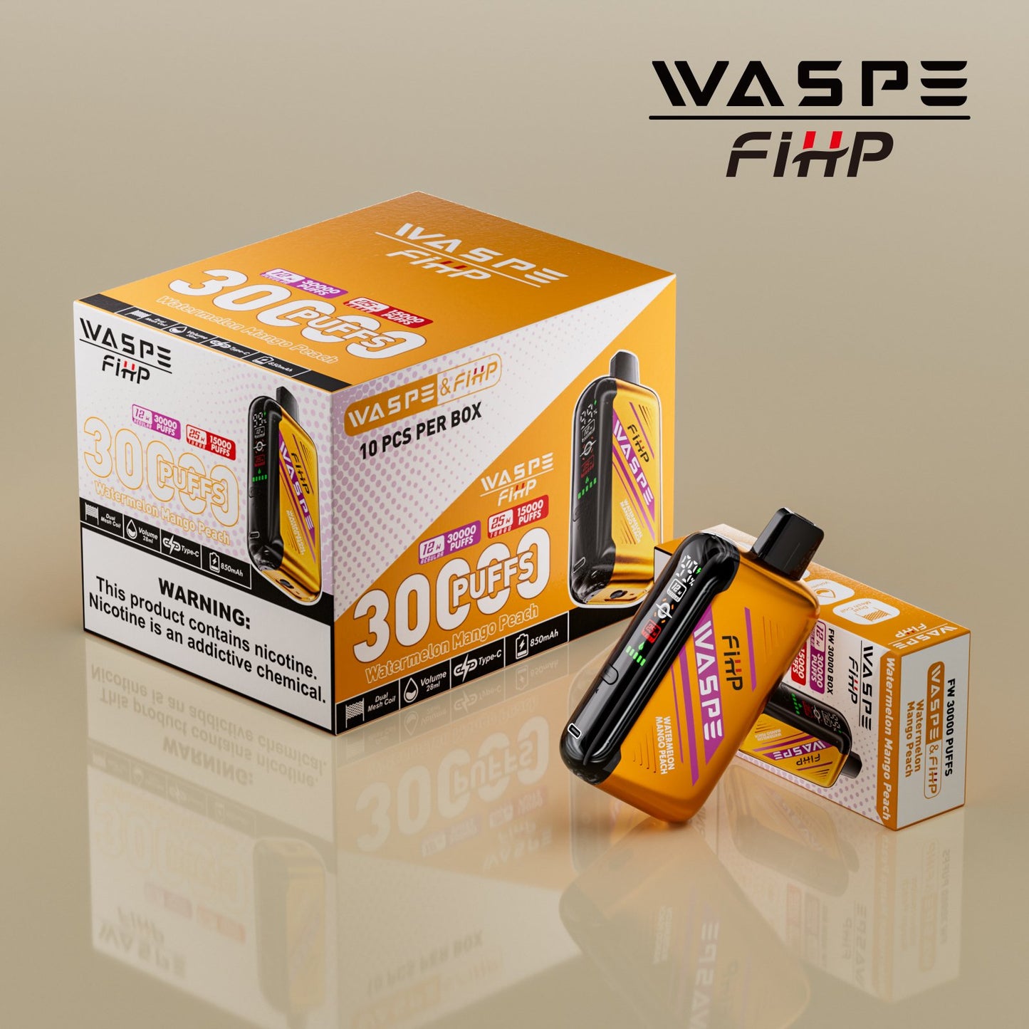 Waspe FIHP 30K Puffs Disposable Vape – LED Display, Adjustable Airflow, Dual Mesh Coils