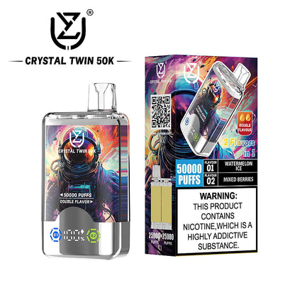 UZY Crystal Twin 50000 Puffs Double Flavor Disposable Vape with Dual Mesh Coil
