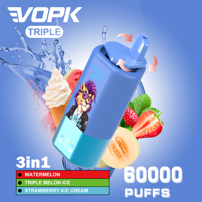 Vopk Triple 60000 60k Puffs 3 in 1 Flavors Disposable Vape with Smart Screen