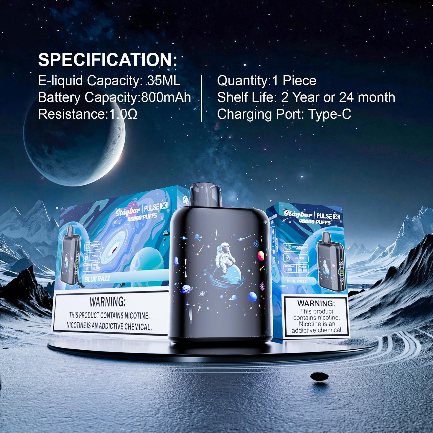 EU Warehouse Stagbar Pulse X 40000 Puffs Disposable Vape Wholesale-800 mAh Battery,35ml E-liquid,Multiple Nicotine 10Flavors