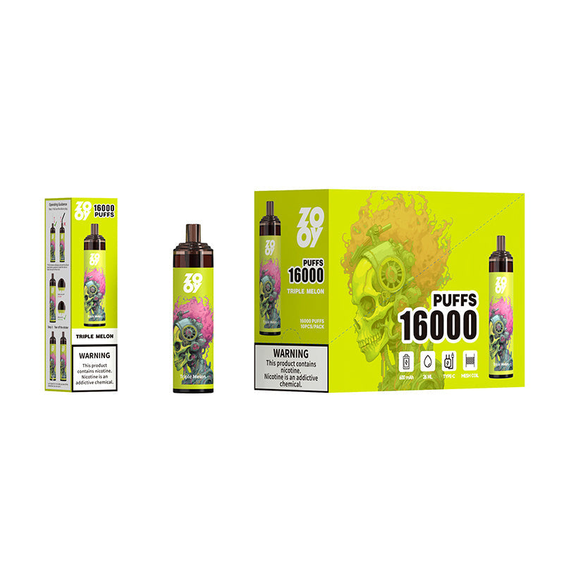 ZOOY TORNADO 16000 Puffs Disposable E-Cigarette – 26ml E-Liquid, Mesh Coil, Rechargeable, Adjustable Airflow