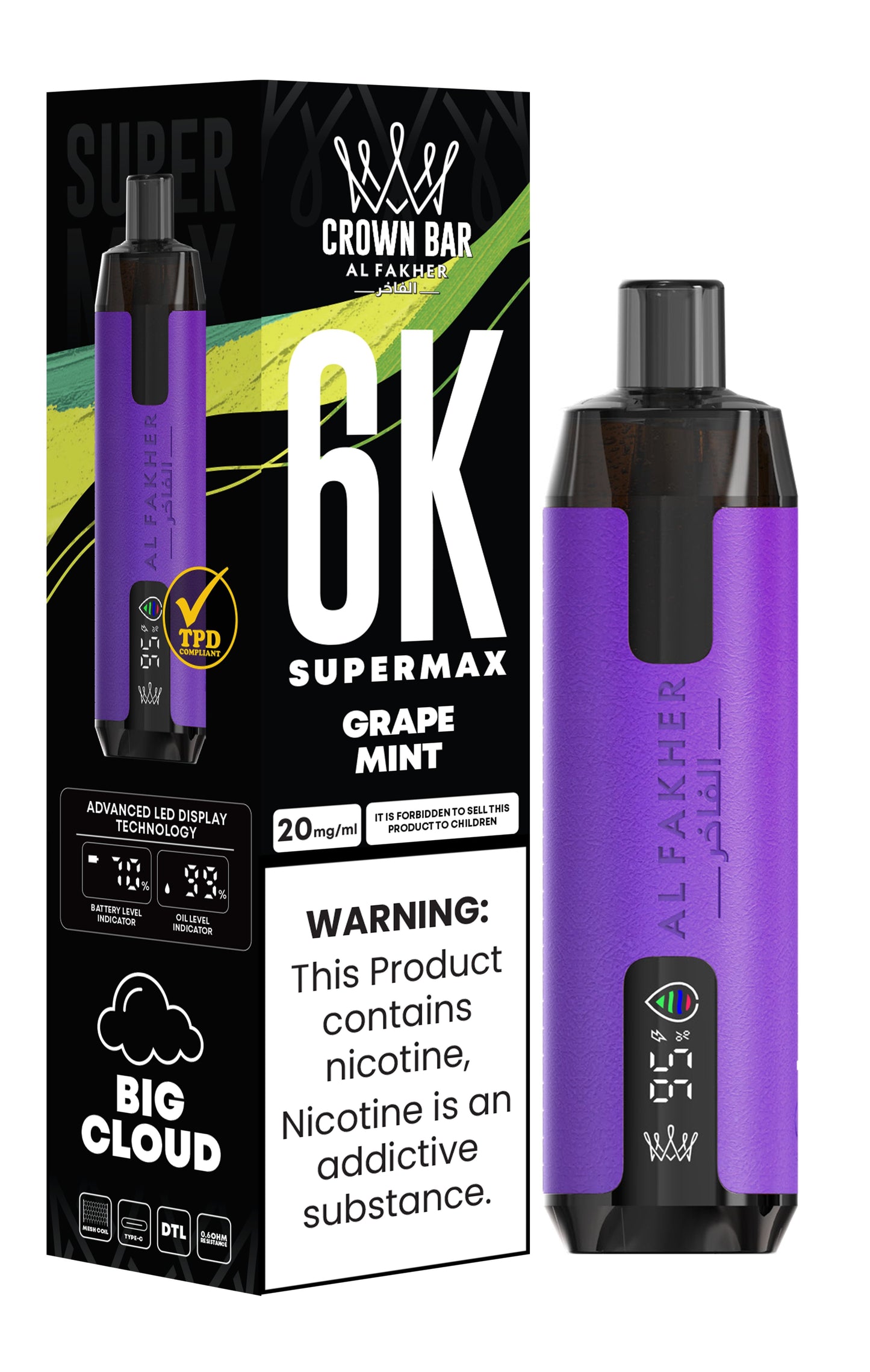 Al Fakher Supermax 6000 Puff Vape - Al Fakher Supermax 6k Puffs Disposable Vape