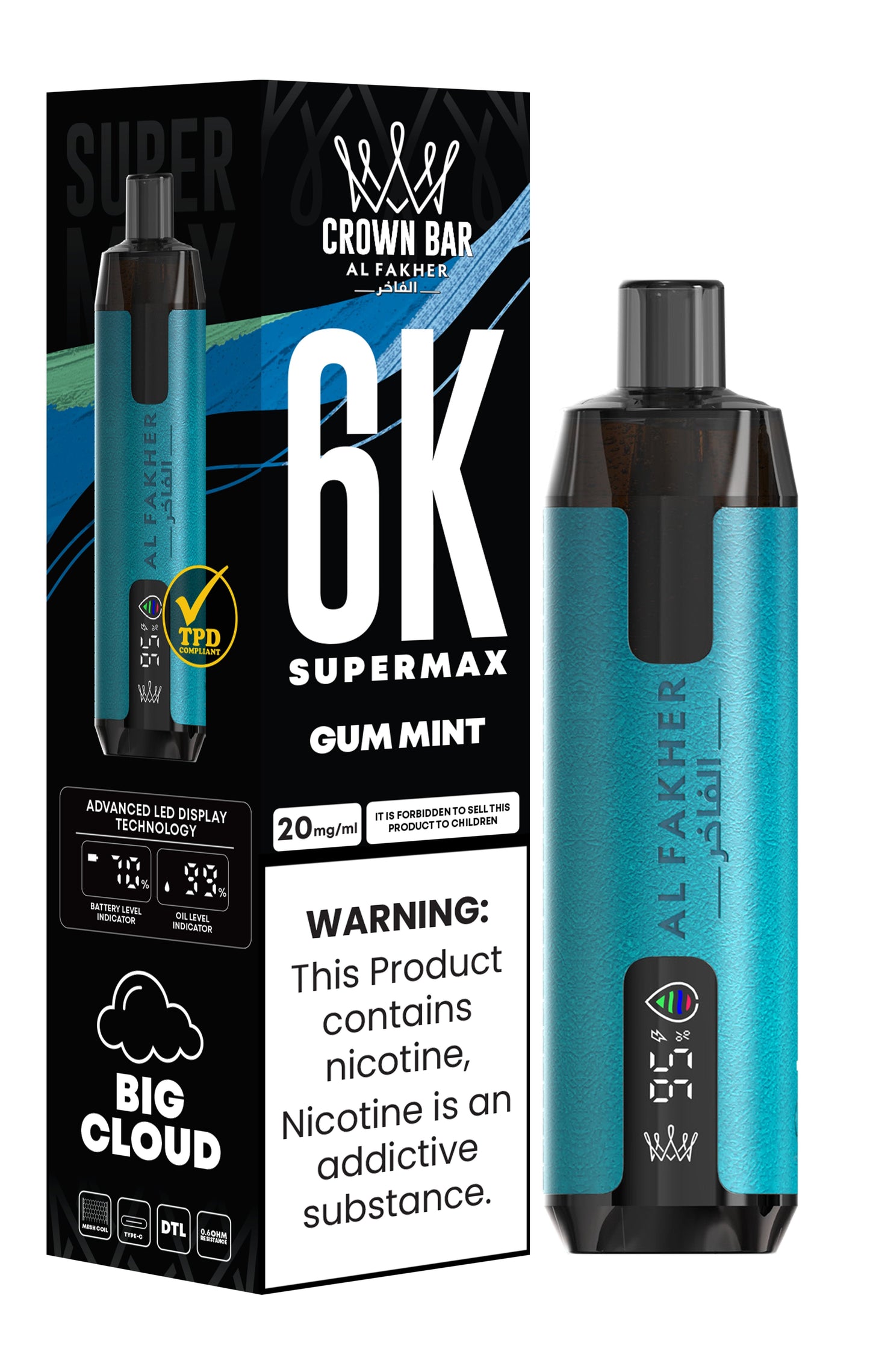 Al Fakher Supermax 6000 Puff Vape - Al Fakher Supermax 6k Puffs Disposable Vape
