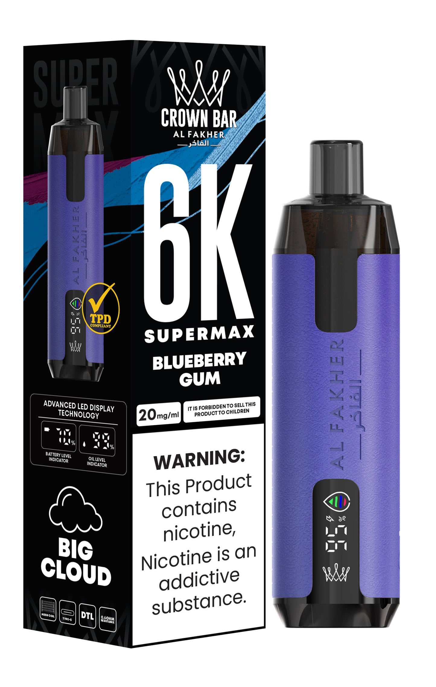 Al Fakher Supermax 6000 Puff Vape - Al Fakher Supermax 6k Puffs Disposable Vape