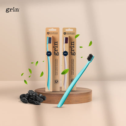 Grin 100% Recycled Toothbrush Mixed Blue & White (Soft)