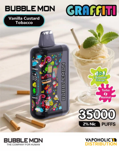 BUBBLEMON GRAFFITI 35000 PUFFS 2% Nicotine 28ML 🍓🍈12 FRUIT FLAVOR  🥝🍉