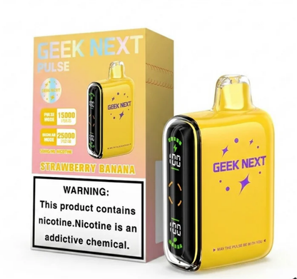 GEEK NEXT Pulse 25000 Puffs 25K DISPOSABLE 5 PER PACK, |25000 Puff Disposable Vape  5% Nic,E-JUICE CAPACITY. 18.0 ml ; PUFF COUNT. ~ 25000 / ~ 15000 Pulse ; BATTERY SIZE. 820 mAh.