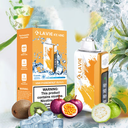 LAVIE ICE KING 50000 Puffs 5-Level Coolness and Power Adjustment Disposable Vape Wholesale-850mAh Battery, 24ml E-liquid, Multiple Nicotine 12 Flavors
