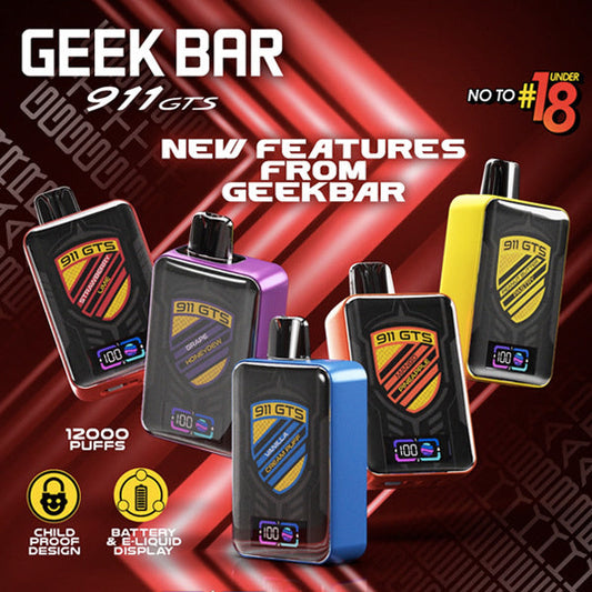 Geek Bar GTS911 12000 Puffs Disposable Vape Wholesale-820mAh Battery, 18ml E-liquid, Multiple Nicotine 10 Flavors