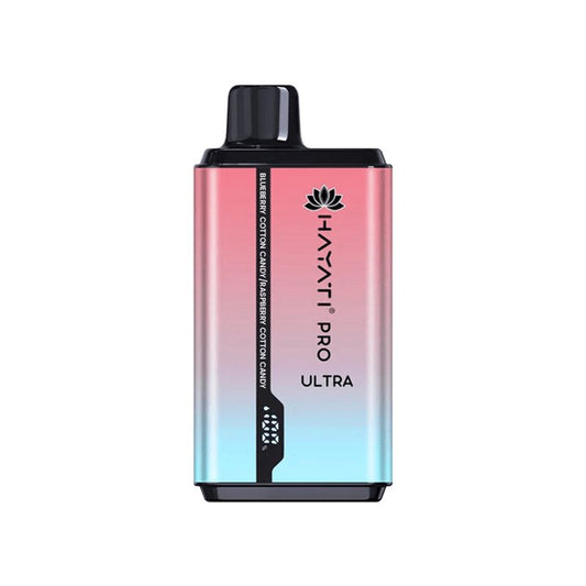 Hayati Pro ultra 15000 Puff - Blueberry Cotton Candy / Raspberry Cotton Candy 0mg Box  of 10
