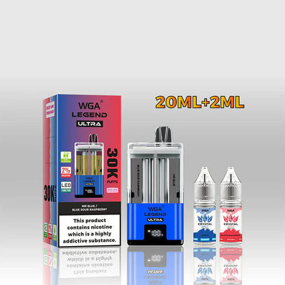 WGA Crystal Legend Ultra 30000 Puffs Disposable Vape-650mAh Battery, 22ml E-liquid, Multiple Nicotine 15 Flavors