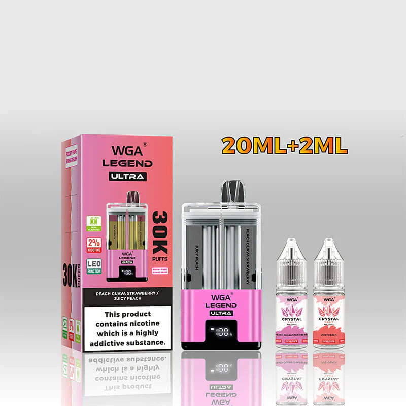 WGA Crystal Legend Ultra 30000 Puffs Disposable Vape-650mAh Battery, 22ml E-liquid, Multiple Nicotine 15 Flavors