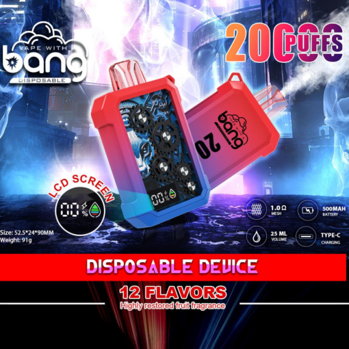 Bang 20000 Puffs Vape 20K Disposable Vape Pen E Cigarette Prefilled 25ml 500mAh Disposable Vape 12 Flavors