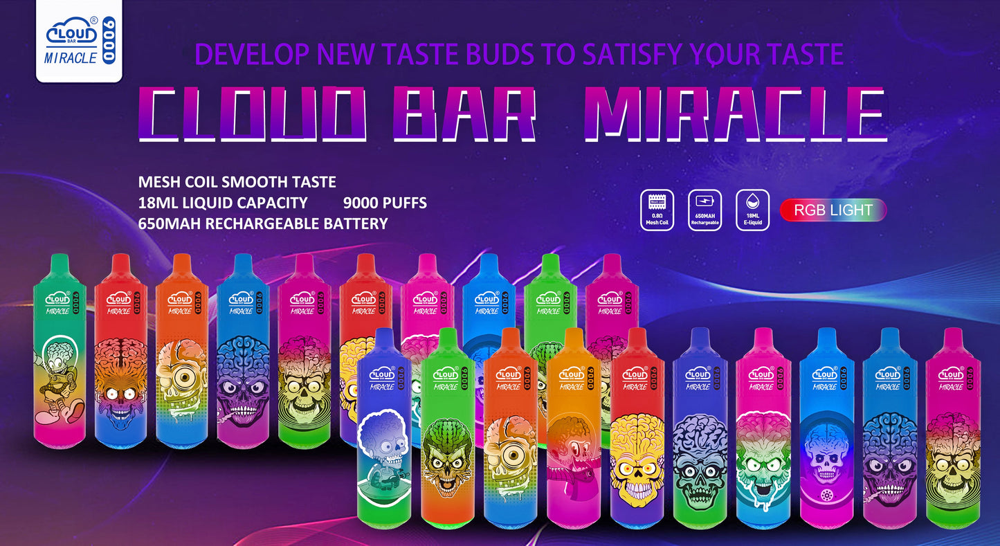 Cloud Multi Flavor 9000 Puffs  5% Rechargeable Cigarettes Vapor Electronic Vapes Pen 18ml for Cigarettes Lovers