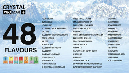 WGA Crystal Pro Max Plus 10000 Puffs Disposable Vape-550mAh Battery, 25ml E-liquid, Multiple Nicotine 10 Flavors