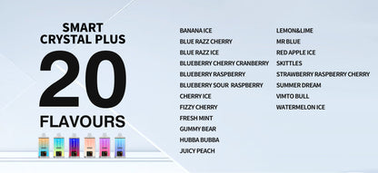WGA Crystal Plus 16000 Puffs Disposable Vape-650mAh Battery, 27ml E-liquid, Multiple Nicotine 20 Flavors