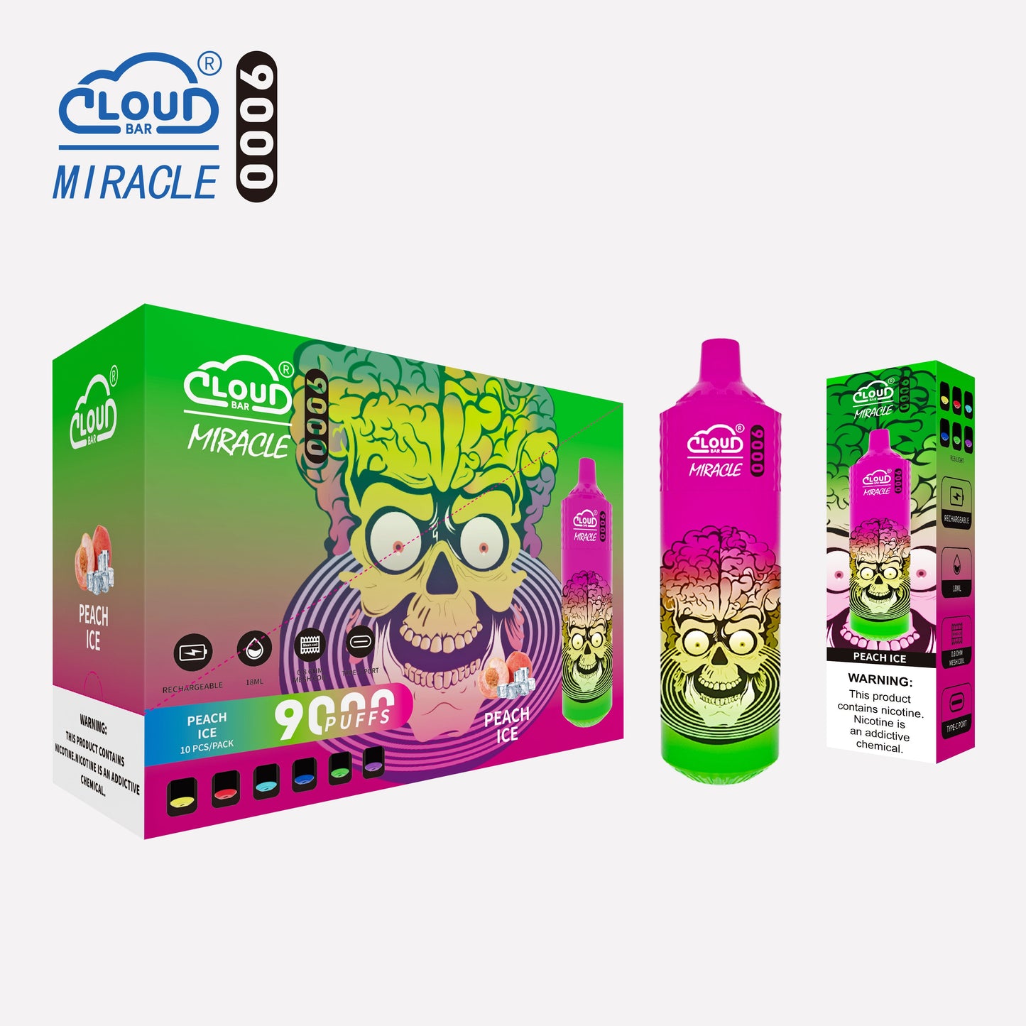 Cloud Multi Flavor 9000 Puffs  5% Rechargeable Cigarettes Vapor Electronic Vapes Pen 18ml for Cigarettes Lovers