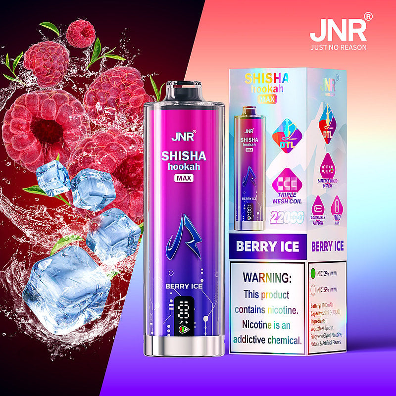 JNR Shisha Max 22000 22K Puffs Original DTL Disposable Vape Pen-1100mAh Battery, 29ml E-liquid, Multiple Nicotine 15 Flavors