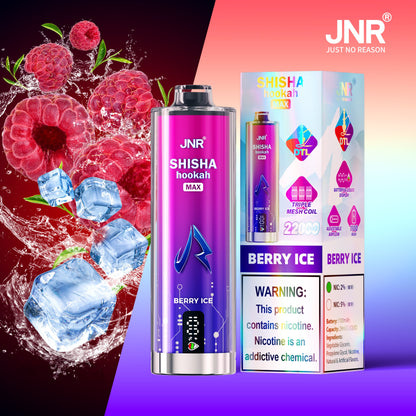 JNR Shisha Max 22000 22K Puffs Original DTL Disposable Vape Pen-1100mAh Battery, 29ml E-liquid, Multiple Nicotine 15 Flavors