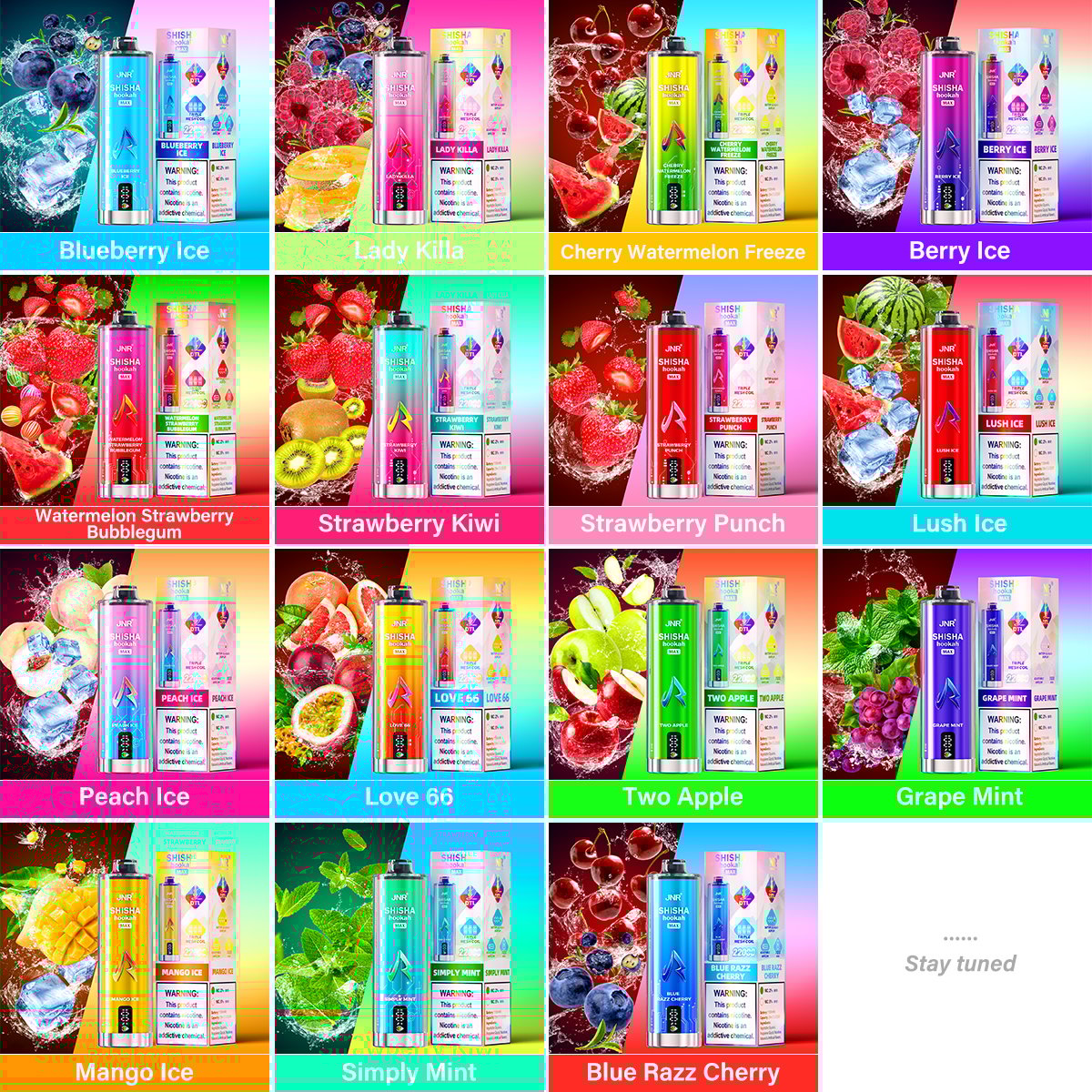 JNR Shisha Max 22000 22K Puffs Original DTL Disposable Vape Pen-1100mAh Battery, 29ml E-liquid, Multiple Nicotine 15 Flavors