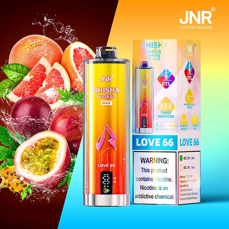 JNR Shisha Max 22000 22K Puffs Original DTL Disposable Vape Pen-1100mAh Battery, 29ml E-liquid, Multiple Nicotine 15 Flavors
