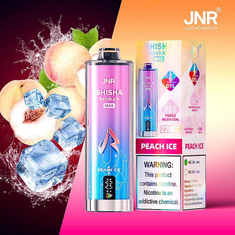 JNR Shisha Max 22000 22K Puffs Original DTL Disposable Vape Pen-1100mAh Battery, 29ml E-liquid, Multiple Nicotine 15 Flavors